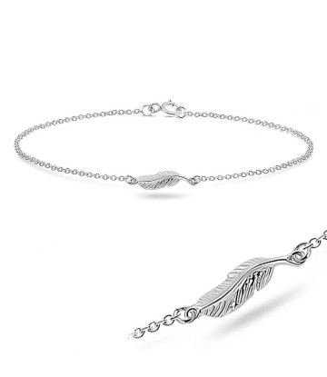 Feather Shaped Silver Anklet ANK-319